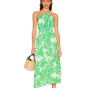 Faithfull The Brand Taormina Midi Dress In El Marsa Floral Green US 10- NWT